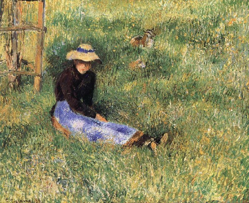 Camille Pissarro Woman and goats oil painting image